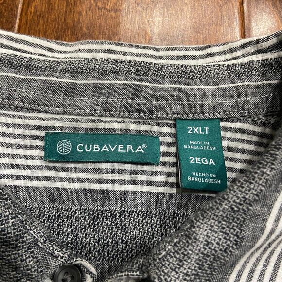 Cubavera Casual Big & Tall Striped Grey Button Front Shirt Men's Size 2XLT - Picture 5 of 7